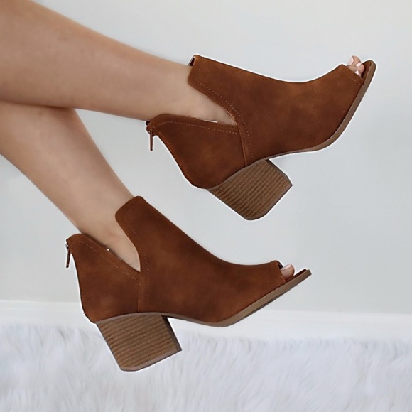 Urban Outfitters Shoes - Cognac Peep-Toe Ankle Booties